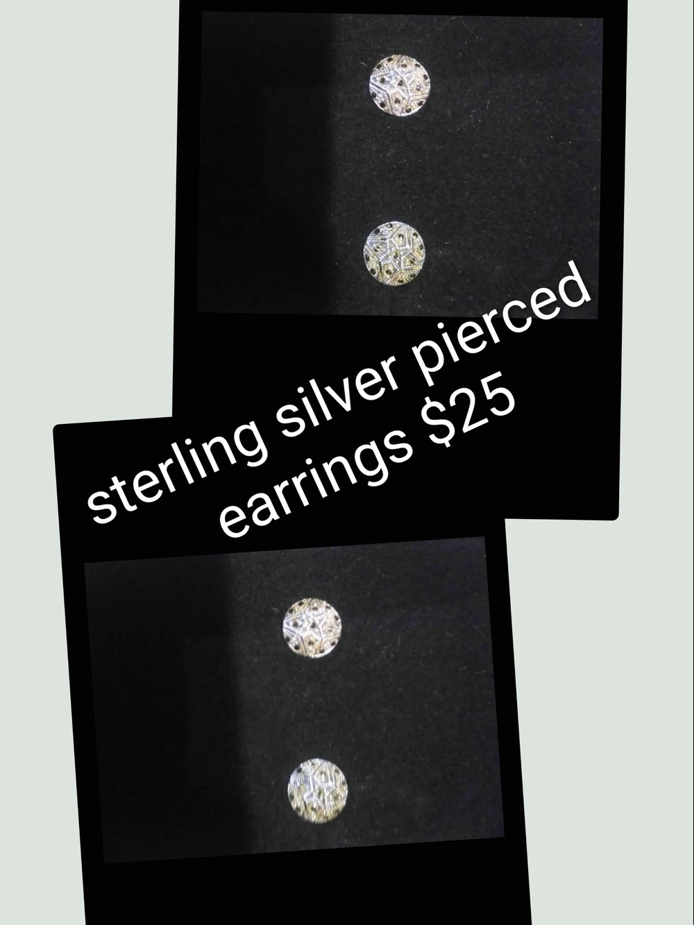 Sterling Silver Textured Stud Earrings - Silver
